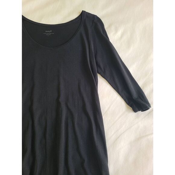 Pure Jill Tunic Mini Dress Womens Small Black Long Ballet-Sleeve Scoop Neck - Picture 2 of 5